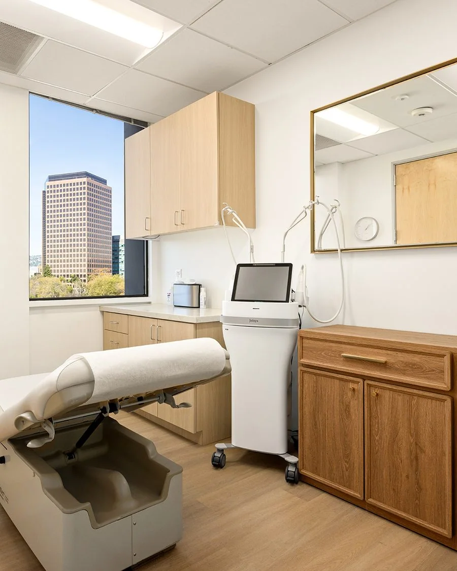 Treatment room at Yunella Wellness and Aesthetics in Los Angeles, with a medical treatment chair and the Potenza RF microneedling system